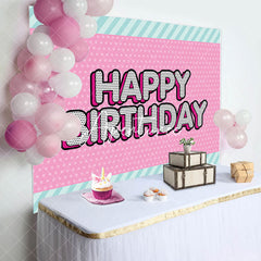 Aperturee - Green Stripe Pink Dots Backdrop For Birthday Party