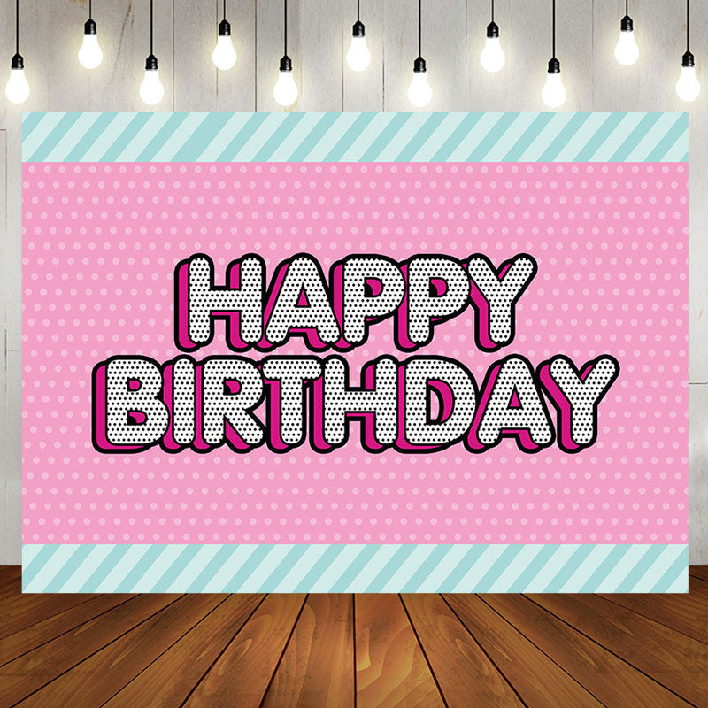 Aperturee - Green Stripe Pink Dots Backdrop For Birthday Party