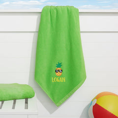 Aperturee - Green Tasty Fruits Embroidered Holiday Beach Towel