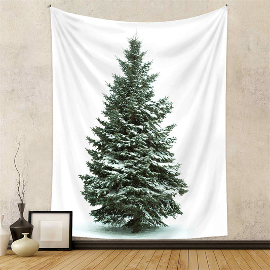 Green Tree Snowtime Christmas Decor Wall Tapestry Aperturee