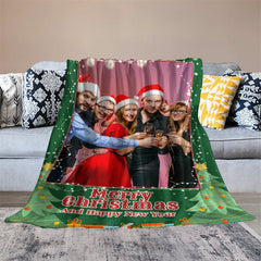 Aperturee - Green Trees Custom Photo Merry Christmas Blanket