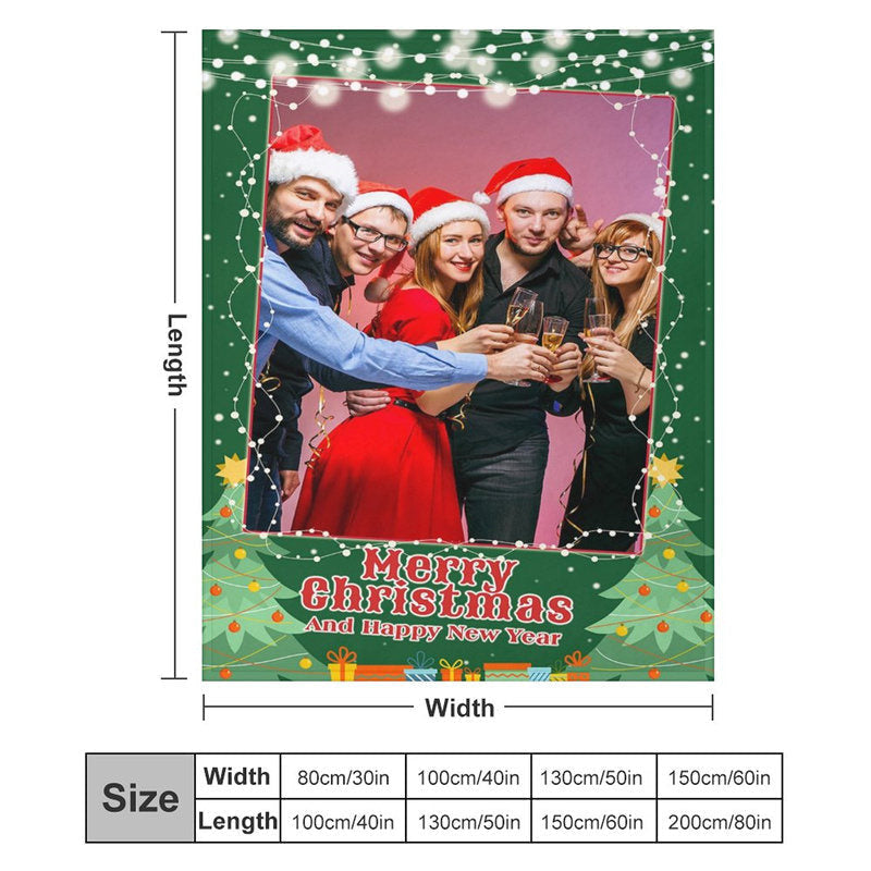 Aperturee - Green Trees Custom Photo Merry Christmas Blanket