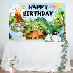 Aperturee - Green Trees Dinosaur Volcanic Birthday Backdrop