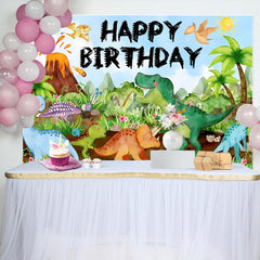 Aperturee - Green Trees Dinosaur Volcanic Birthday Backdrop