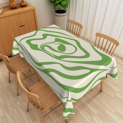 Aperturee - Green Twisted Lines Pattern Rectangle Tablecloth