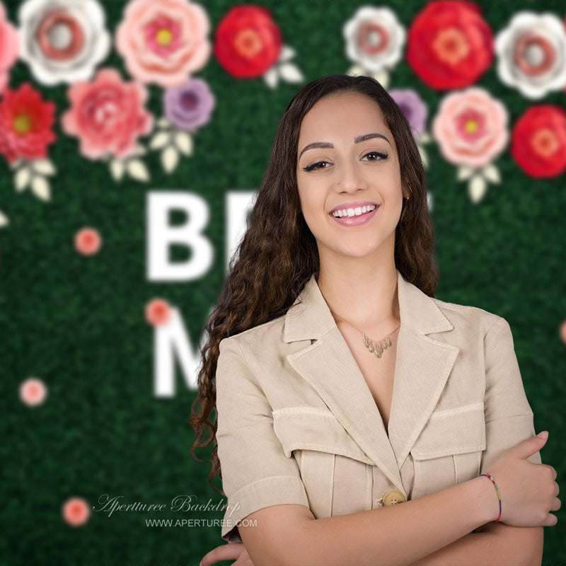 Aperturee - Green Wall 3D Floral Backdrop For Best Mothers Day