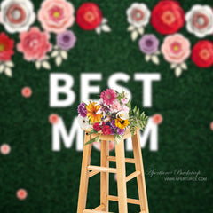 Aperturee - Green Wall 3D Floral Backdrop For Best Mothers Day