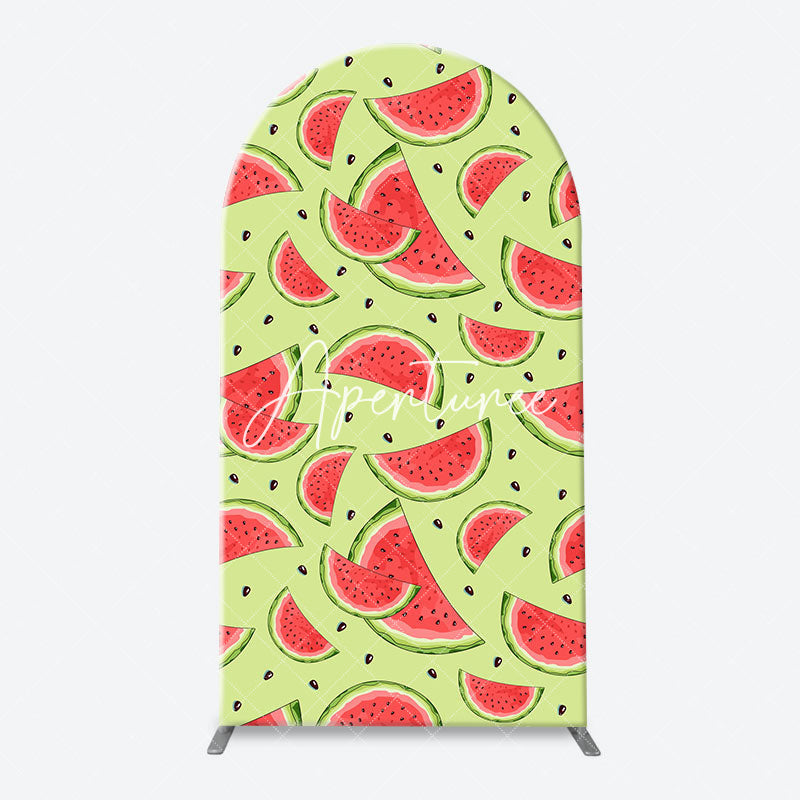 Aperturee - Green Watermelon Juice Patterns Arch Backdrop Kit