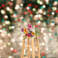 Aperturee - Green White Bokeh Light Glitter Christmas Backdrop