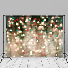 Aperturee - Green White Bokeh Light Glitter Christmas Backdrop