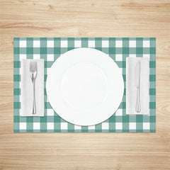 Aperturee - Green White Plaid Modern Dining Set Of 4 Placemats