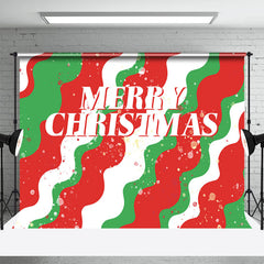 Aperturee - Green White Red Wave Dots Merry Christmas Backdrop