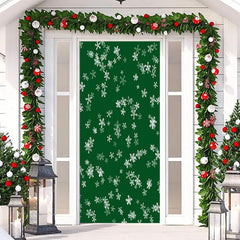 Aperturee - Green White Snowflakes Simple Christmas Door Cover