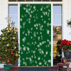 Aperturee - Green White Snowflakes Simple Christmas Door Cover