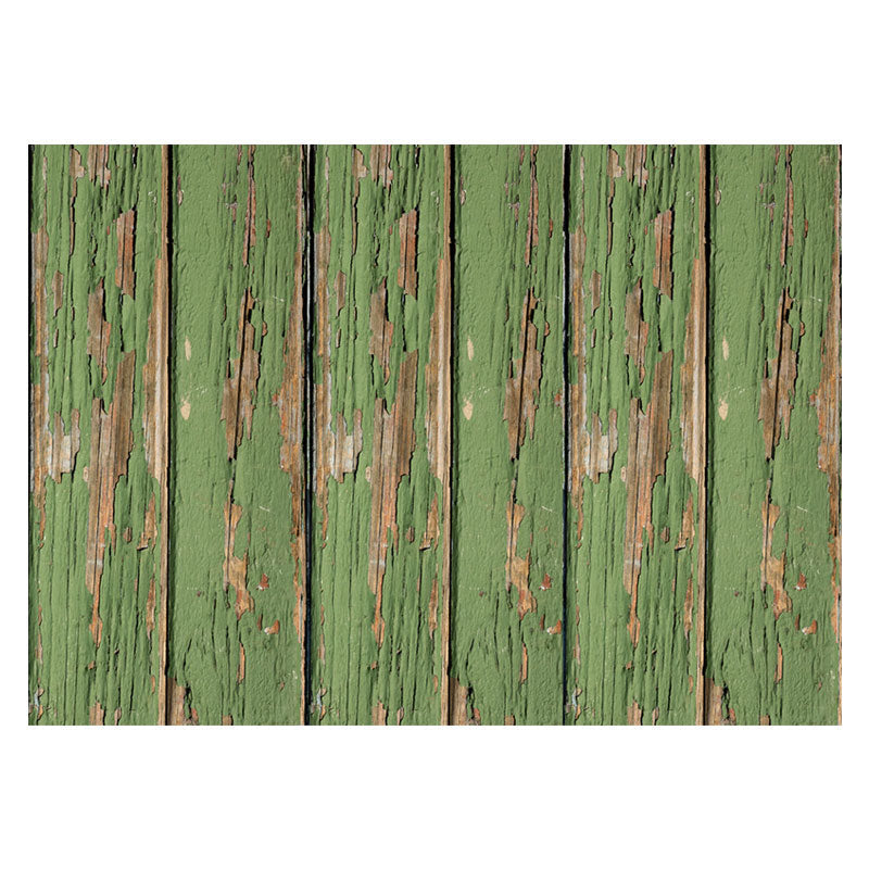 Aperturee - Green Worn Wood Plank Fence Photo Rubber Floor Mat