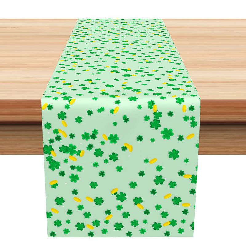 Aperturee - Green Yellow Clovers St Patricks Day Table Runner