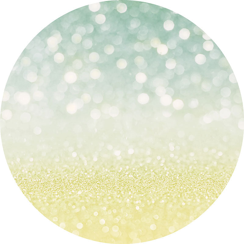 Aperturee Green Yellow Glitter Bokeh Birthday Round Backdrops