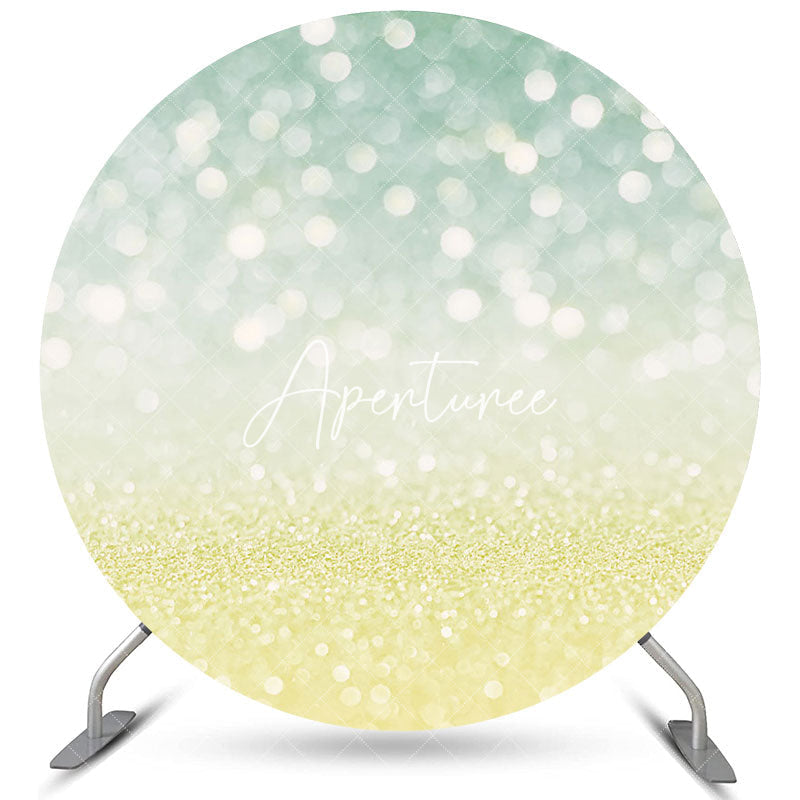 Aperturee Green Yellow Glitter Bokeh Birthday Round Backdrops