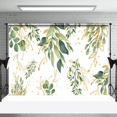 Aperturee - Green Yellow Leaves Simple White Wedding Backdrop