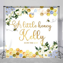 Aperturee - Greenery Bee Little Honey Custom Baby Shower Backdrop