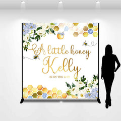 Aperturee - Greenery Bee Little Honey Custom Baby Shower Backdrop