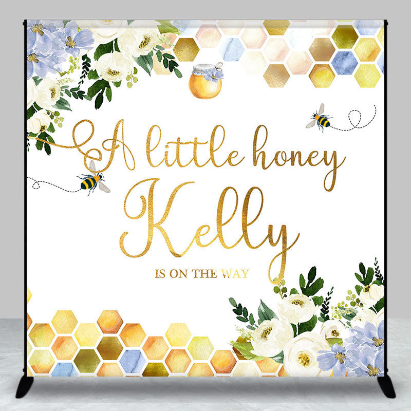 Aperturee - Greenery Bee Little Honey Custom Baby Shower Backdrop