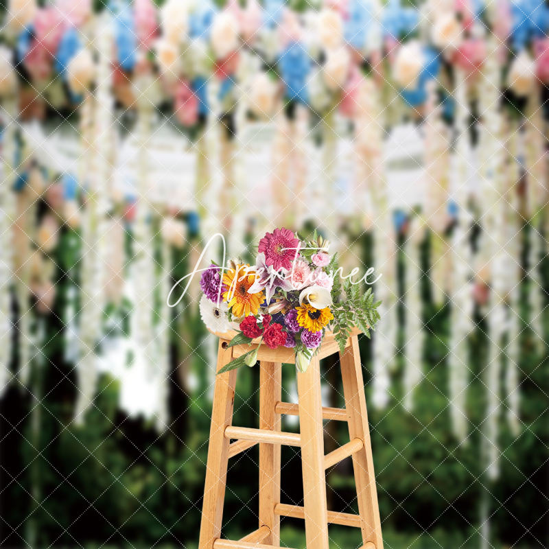 Aperturee - Greenery Colorful Floral Spring Photography Backdrop