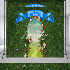 Aperturee - Greenery Field Custom Name Happy Birthday Backdrop