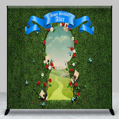 Aperturee - Greenery Field Custom Name Happy Birthday Backdrop