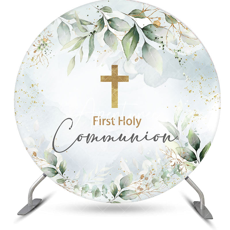 Aperturee - Greenery First Holy Communion Round Baptism Backdrop