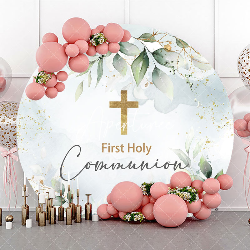 Aperturee - Greenery First Holy Communion Round Baptism Backdrop