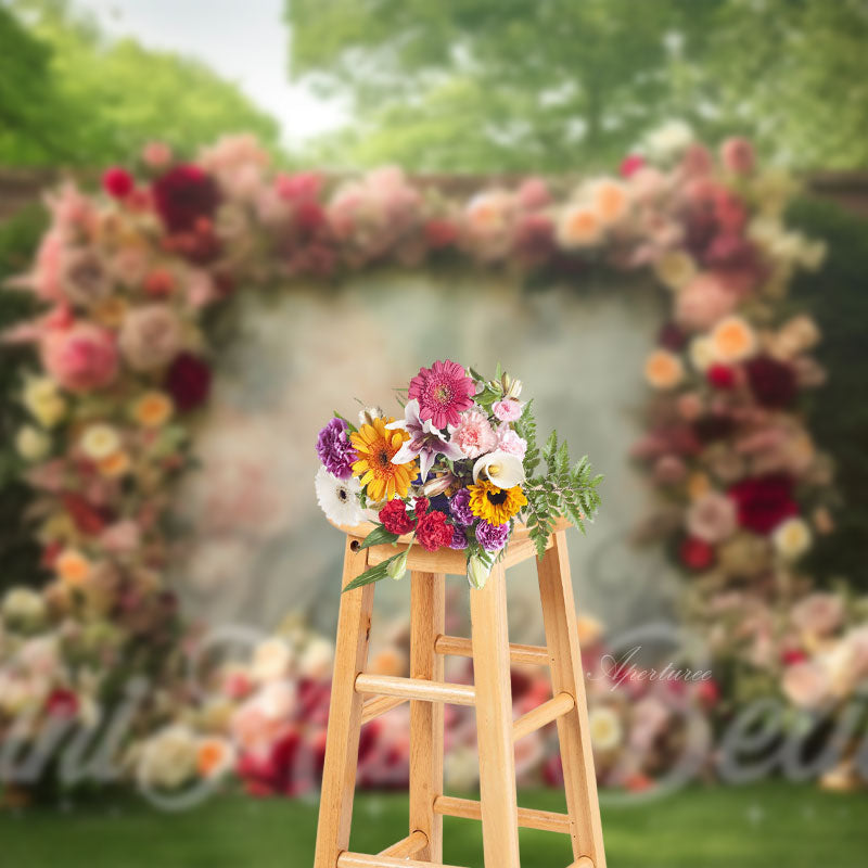 Aperturee - Greenery Floral Canvas Romantic Photography Backdrop