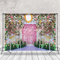 Aperturee - Greenery Floral Mirror Valentines Day Photo Backdrop