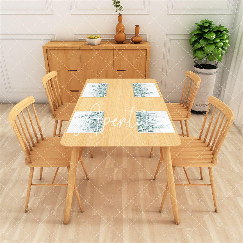 Aperturee - Greenery Hanging Leaves Dining Set Of 4 Placemats