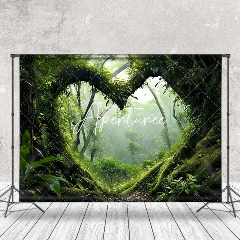 Aperturee - Greenery Heart Shaped Tree Trunk Forest Backdrop