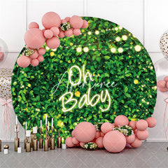 Aperturee Greenery Leaves Spring Round Baby Shower Backdrop