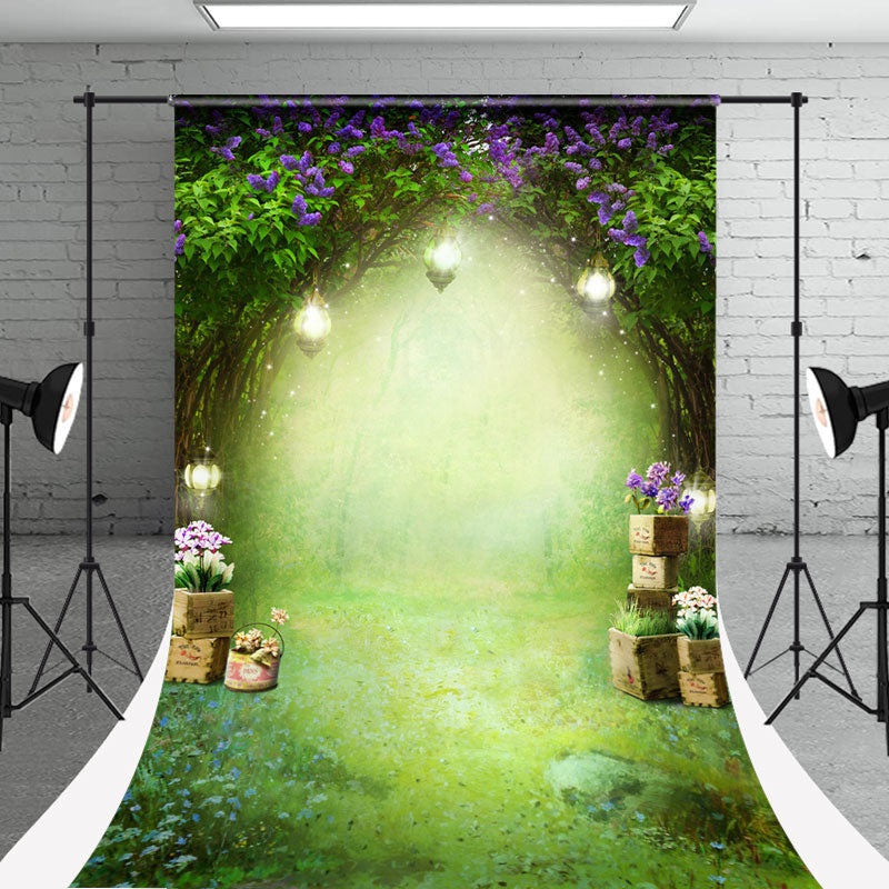 Greenery Spring Floral Photoshoot Sweep Backdrop - Aperturee