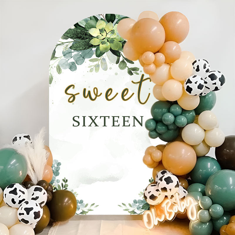 Aperturee - Greenery Sweet Sixteen Double Sided Arch Backdrop