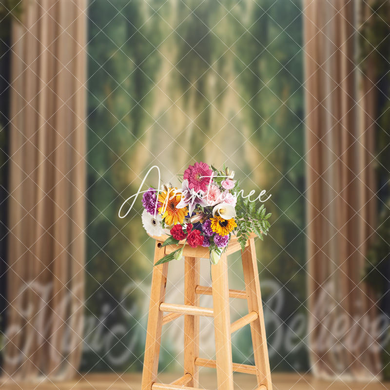 Aperturee - Greenery Wall Curtain Stage Backdrop For Cake Smash