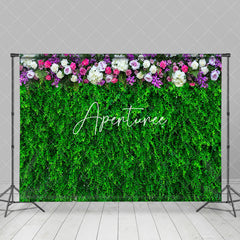 Aperturee - Greenery White Pink Purple Floral Wedding Backdrop