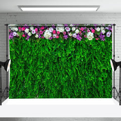 Aperturee - Greenery White Pink Purple Floral Wedding Backdrop