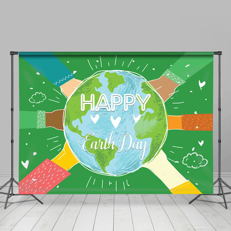 Aperturee - Greeny Blue Cute Happy Earth Day Party Backdrop