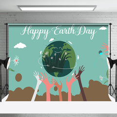 Aperturee - Greeny Kids Planting Happy Earth Day Party Backdrop