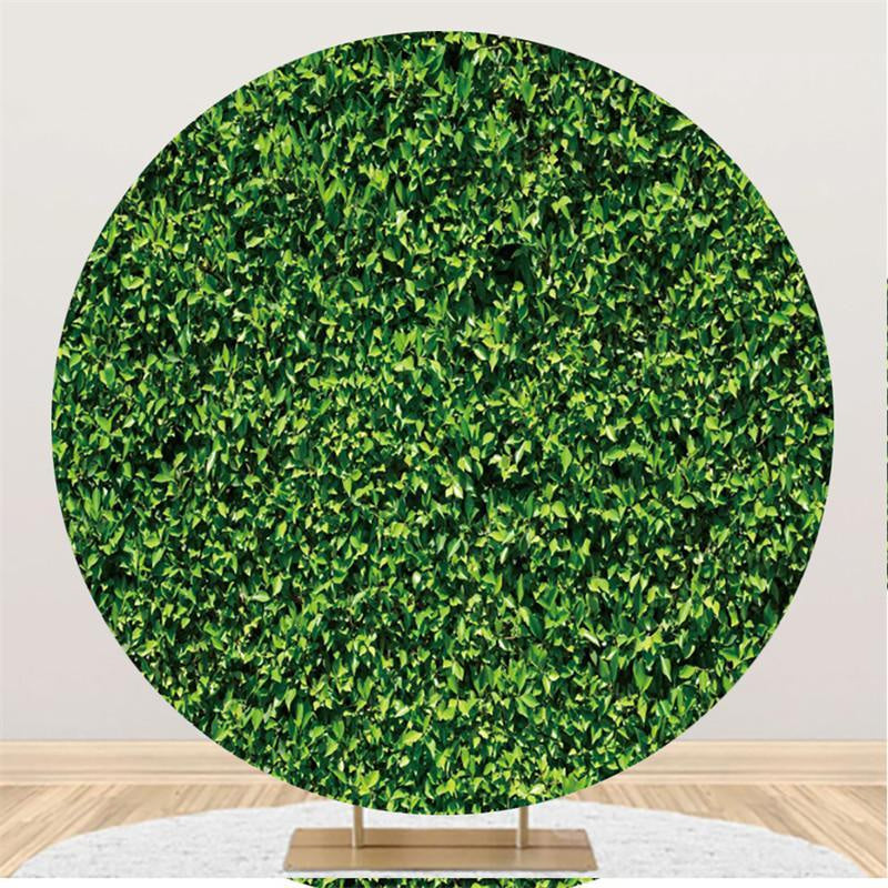 Aperturee Greeny Leaves Custom Circle Baby Shower Party Backdrop