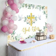 Aperturee - Greeny Pigeon God Bless Baptism Party Backdrop