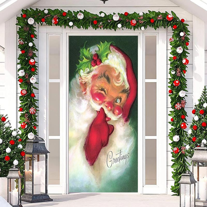 Aperturee - Greetings Oils Santa Claus Christmas Door Cover