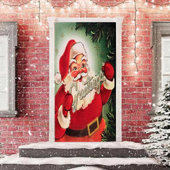 Aperturee - Greetings Santa Claus Green Christmas Door Cover