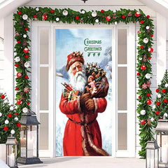 Aperturee - Greetings Santa Claus Snowy Christmas Door Cover