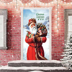 Aperturee - Greetings Santa Claus Snowy Christmas Door Cover