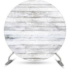 Aperturee - Grey And White Artistic Wood Round Birthday Backdrop